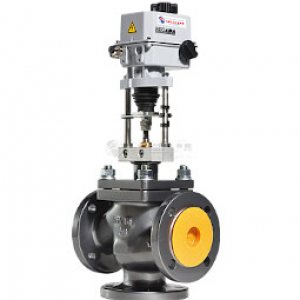 Клапан стальной регулирующий 27с947нж трехходовой смесительный фланцевый с ЭИМ PN1,6МПа